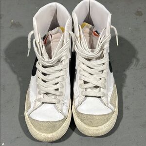 Nike White and Gray High-Top Sneakers Classic Style